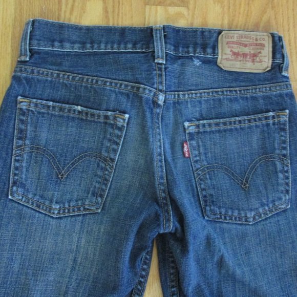 LEVI'S 569 BOY'S SIZE 10 R (28 X 25) JEANS DARK BLUE SLUB DENIM LOOSE GIRL'S RED - Picture 8 of 16